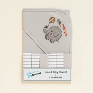 Baby 7Pcs Wrapping Sheet & Washcloths Grey - Sunshine