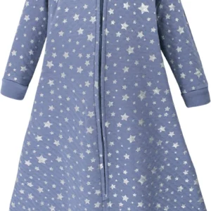 Baby Premium Quilted Long Sleeve Sleeping Bag Swaddle Stars Navy Blue - Sunshine
