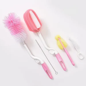 Baby 5Pcs Bottle & Nipple Brush Pink - Sunshine