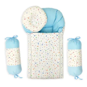 Little One Baby 4 Pcs Sleeping Set Printed Blue