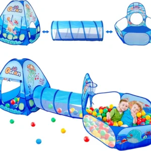 Infantes 3Pc Ball Pit For Toddlers With Kids Play Tent Baby Tunnel